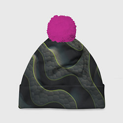 Шапка с помпоном Объемная темная текстура, цвет: 3D-малиновый