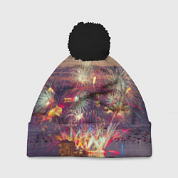 Шапка c помпоном Салют в ночном небе