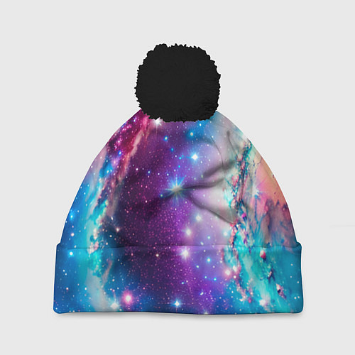 Шапка c помпоном Удивительная вселенная / 3D-Черный – фото 1