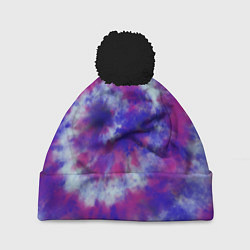 Шапка с помпоном Tie-Dye дизайн, цвет: 3D-черный