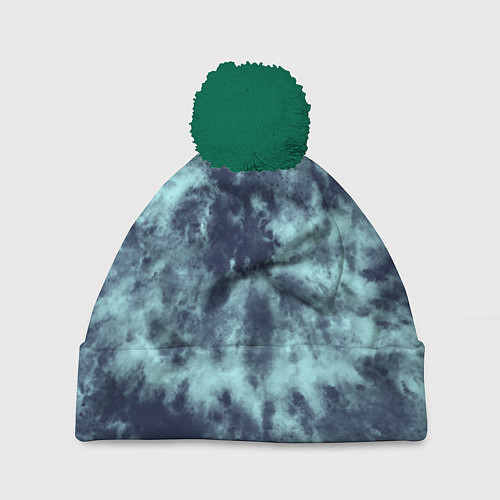 Шапка c помпоном Tie-Dye дизайн / 3D-Зеленый – фото 1