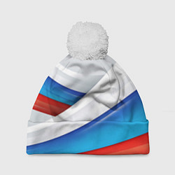 Шапка c помпоном Российские флаги
