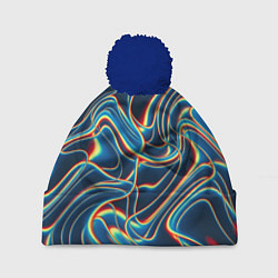 Шапка с помпоном Abstract waves, цвет: 3D-тёмно-синий