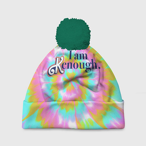 Шапка c помпоном I am Kenough - retro tie-dye / 3D-Зеленый – фото 1