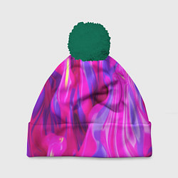Шапка с помпоном Pink blue texture, цвет: 3D-зеленый