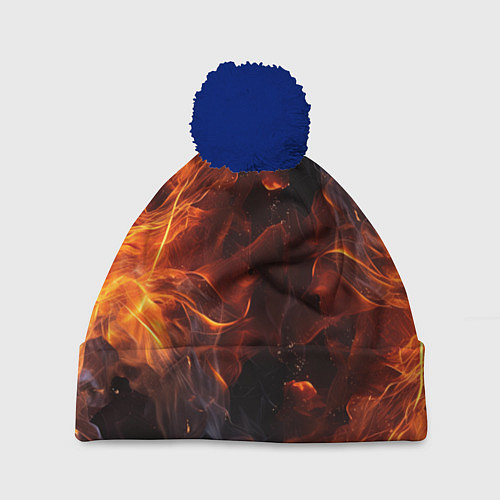 Шапка c помпоном Огонь и искры / 3D-Тёмно-синий – фото 1