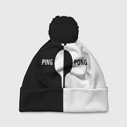 Шапка c помпоном Ping-Pong черно-белое