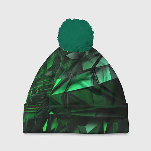 Шапка c помпоном Green abstract / 3D-Зеленый – фото 1