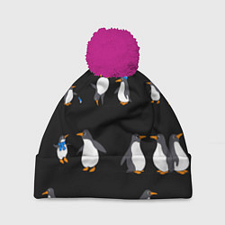 Шапка c помпоном Веселая семья пингвинов