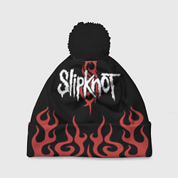Шапка с помпоном Slipknot в огне, цвет: 3D-черный