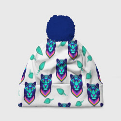 Шапка с помпоном Пантера и капля, цвет: 3D-тёмно-синий