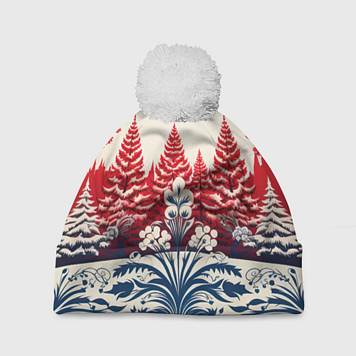 Шапка c помпоном Сказочные мотивы / 3D-Белый – фото 1