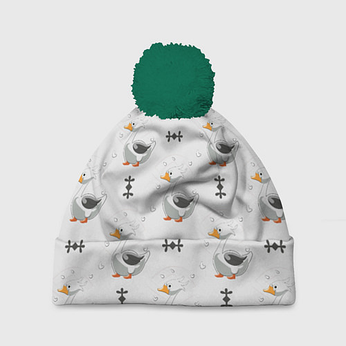 Шапка c помпоном Гусь и фигуры / 3D-Зеленый – фото 1
