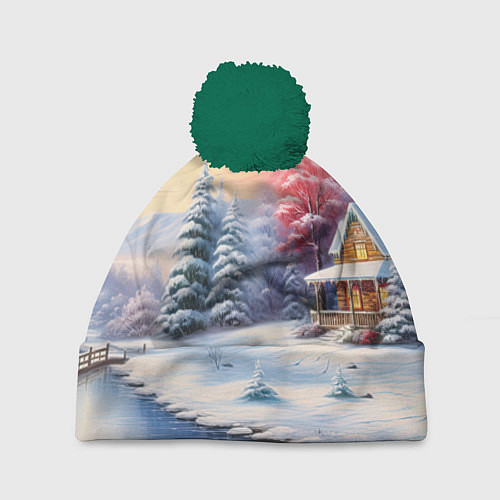 Шапка c помпоном Сказочная метель подарков / 3D-Зеленый – фото 1