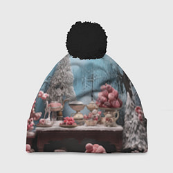 Шапка c помпоном Заснеженные тропинки