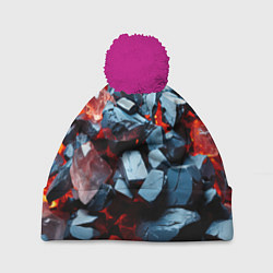 Шапка c помпоном Янтарные камни асбтракция