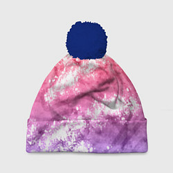 Шапка с помпоном Сине-красная абстракция, цвет: 3D-тёмно-синий