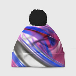 Шапка c помпоном Вязкая абстракция в фиолетовых оттенках