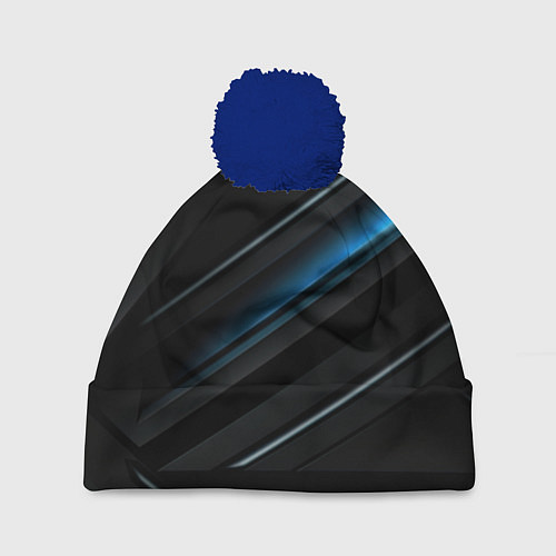 Шапка c помпоном Абстрактная вселенная синего и черного / 3D-Тёмно-синий – фото 1
