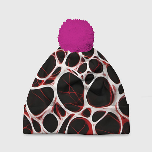 Шапка c помпоном Красная морская волна / 3D-Малиновый – фото 1