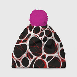 Шапка c помпоном Красная морская волна