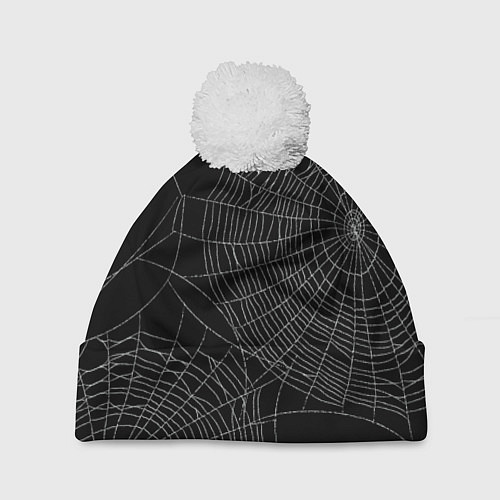 Шапка c помпоном Spider паутина / 3D-Белый – фото 1