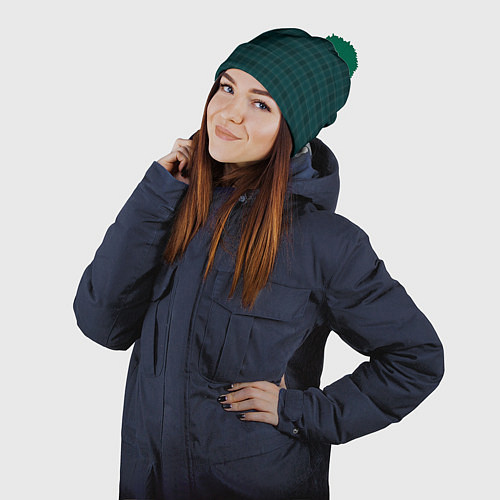Шапка c помпоном Серьёзный зелёный в клетку / 3D-Зеленый – фото 2