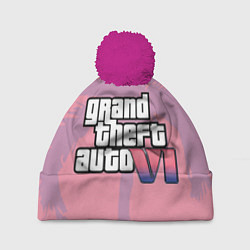 Шапка с помпоном GTA 6 pink, цвет: 3D-малиновый