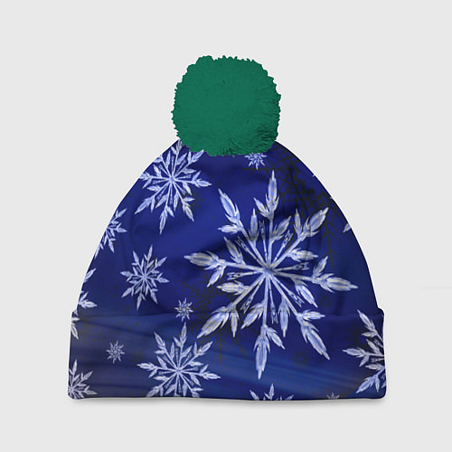 Шапка c помпоном Зима и снежинки / 3D-Зеленый – фото 1