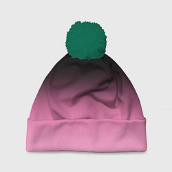 Шапка с помпоном Черно-розовый градиент, цвет: 3D-зеленый