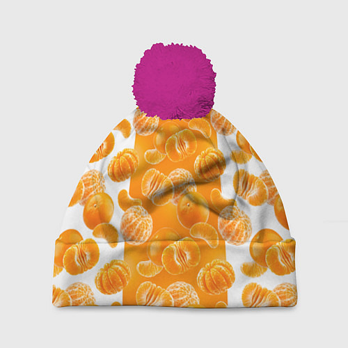 Шапка c помпоном Мандарины / 3D-Малиновый – фото 1