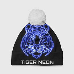 Шапка c помпоном Tiger neon art