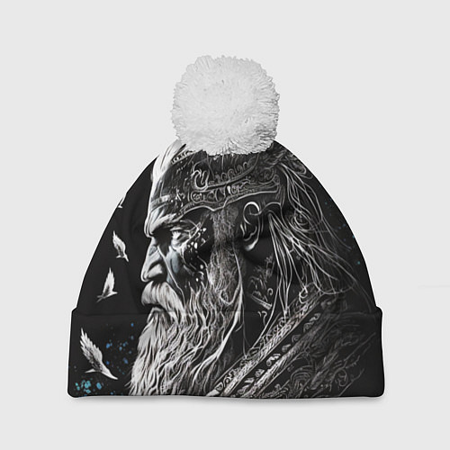 Шапка c помпоном Лидер викингов / 3D-Белый – фото 1