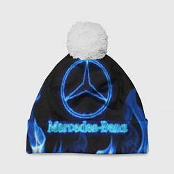 Шапка c помпоном Mercedes-benz blue neon