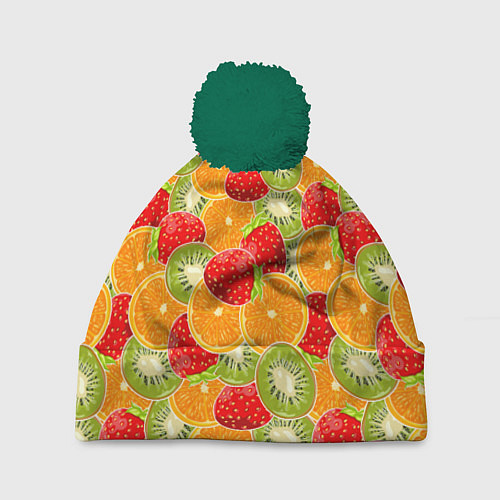 Шапка c помпоном Сочные фрукты и ягоды / 3D-Зеленый – фото 1