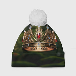 Шапка с помпоном Королевская корона узорная, цвет: 3D-белый