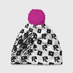 Шапка с помпоном Roblox pattern game black, цвет: 3D-малиновый