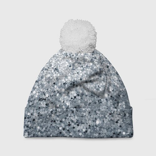Шапка c помпоном Серебряный гламур / 3D-Белый – фото 1