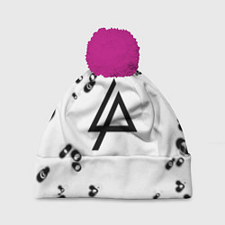 Шапка с помпоном Linkin park краски текстура, цвет: 3D-малиновый