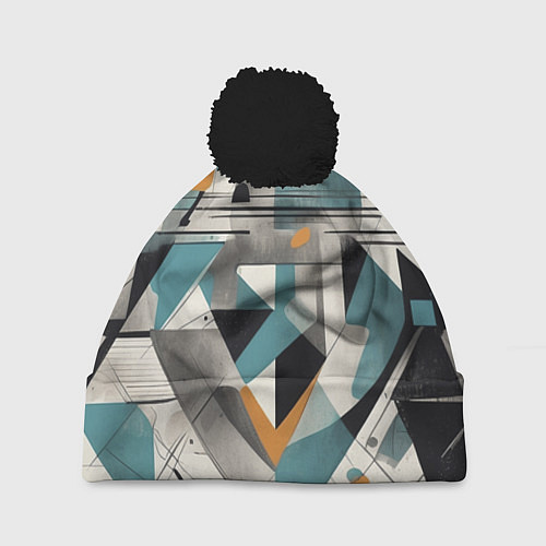 Шапка c помпоном Три человека авангард / 3D-Черный – фото 1