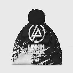 Шапка с помпоном Linkin park logo краски текстура, цвет: 3D-черный