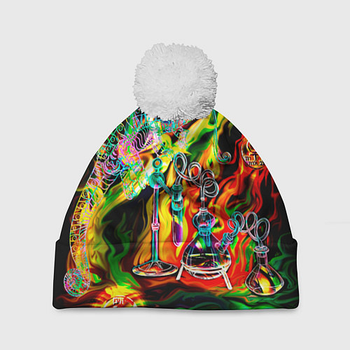 Шапка c помпоном Хамелеон и стихии / 3D-Белый – фото 1