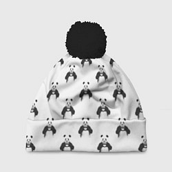 Шапка c помпоном Panda love - pattern