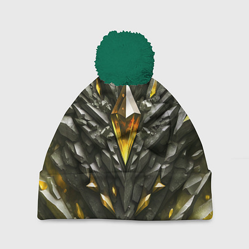 Шапка c помпоном Камень и золотой кристалл / 3D-Зеленый – фото 1