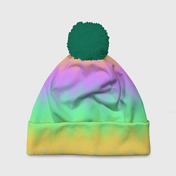 Шапка с помпоном Мягкие неоновые зигзаги, цвет: 3D-зеленый