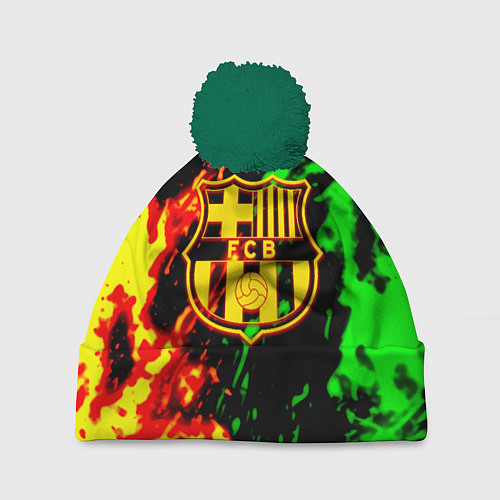 Шапка c помпоном Barcelona огненное лого / 3D-Зеленый – фото 1