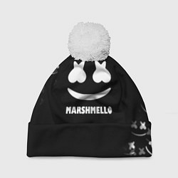 Шапка c помпоном Marshmello белое лого