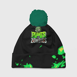 Шапка с помпоном Plants vs Zombies зелёная текстура, цвет: 3D-зеленый