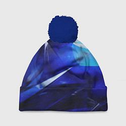 Шапка с помпоном Black and blue abstract background sport style, цвет: 3D-тёмно-синий