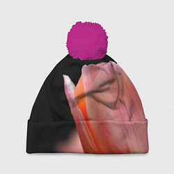 Шапка с помпоном Тюльпан на чёрном - woman, цвет: 3D-малиновый